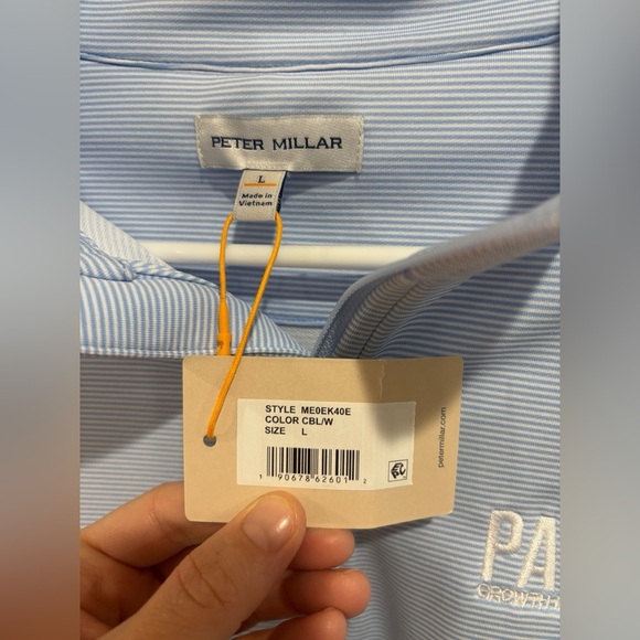 NEW!Peter Millar Pullover Mens L Blue Perth Mini Stripe Stretch Quarter Zip Golf - Picture 5 of 11